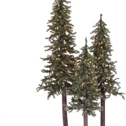 3 Natural Alpine Artificial Tree Set