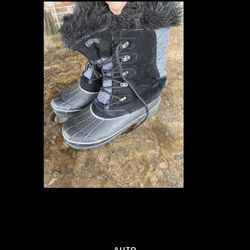 Khombu Ellie Black Suede Leather Faux Fur Winter Snow Boot Waterproof Size 10