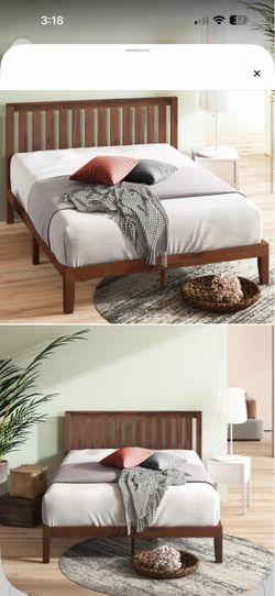 King Size Wood Platform Bed Frame with Headboard