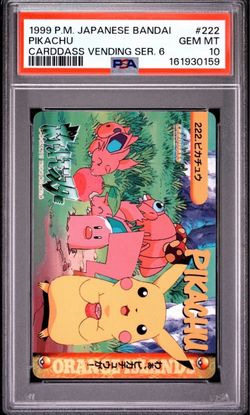 PSA 10 2026 CERT PIKACHU 1999 POKEMON JPN BANDAI CARDDASS VENDING #222
