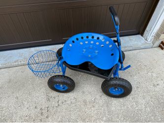 Rolling garden cart with handle and basket