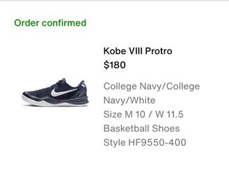 Kobe 8 Protro TB Navy Size 10