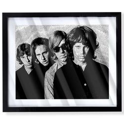 Custom art piece of the band the doors in black frame