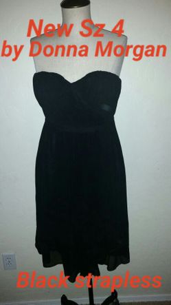 New Sz 4 Women's black Donna Morgan strapless dress prom wedding cocktail party occasion dress
