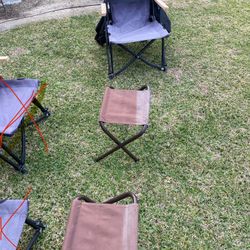 1 Camping Chair And 2 Fishing Stools
