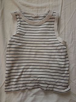 XS White tank top, black stripes