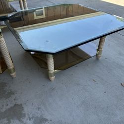 Glass Coffee Table And 1 Glass End Table