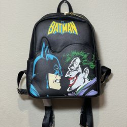 DC Superhero Batman And Villain Joker Black Backpack