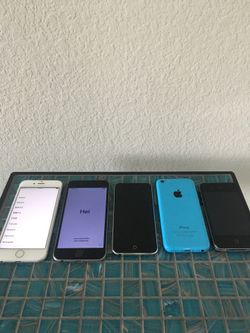 4 Iphones & iPod 5th gen for parts lot