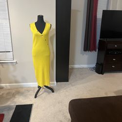 Yellow sweater dress