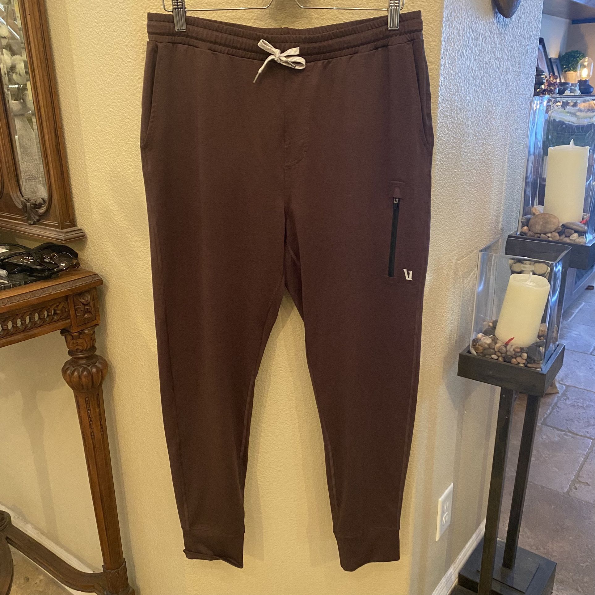 VUORI Men Brown Sunday Performance Key Embroidery Jogger Pants Size Large