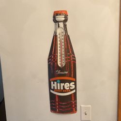 Vintage Hires Root Beer Metal Thermometer 