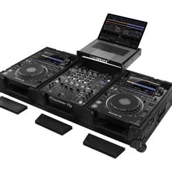 Odyssey 810141 Industrial Board Glide Style DJ Case for 12" DJ Mixers and Two Pioneer CDJ-3000 DJ Multi Players