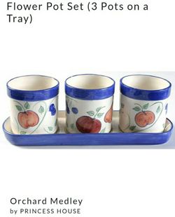 Princess House 4pc Ceramic Flowerpot Set