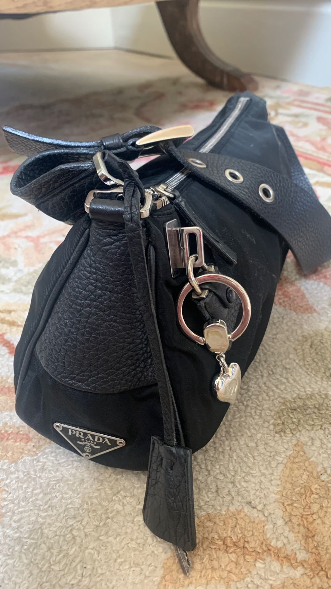 Prada black bag with silver detail