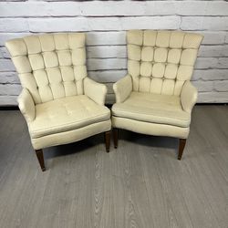 Vintage 50's 60's Cream Colored Armchairs 2pc