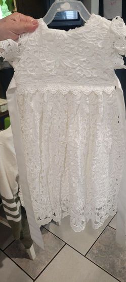 White lace dress and bonnet 3t