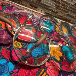 Six Glass Pot Lids (small Lids) 