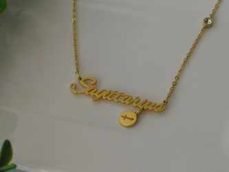 12 Constellation Zodiac Old English Letter Sign Pendant Necklace, Sagittarius