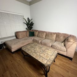 Tan Sectional Couch In 2 Pieces