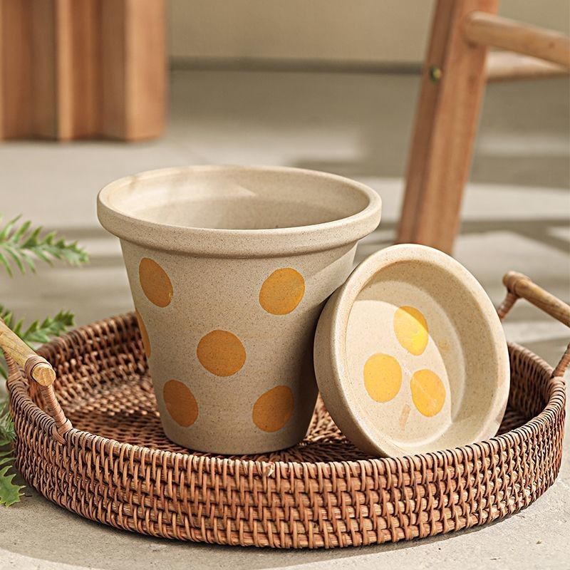 Nordic flowerpot style: simple and unglazed flowerpots, creative and individual polka dot POTS, living room, balcony, ceramic flowerpots, home furnish