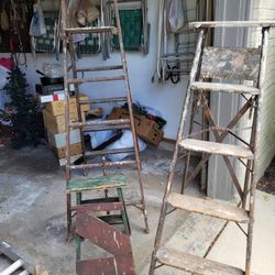 Lot Of 3 Wooden Ladders 