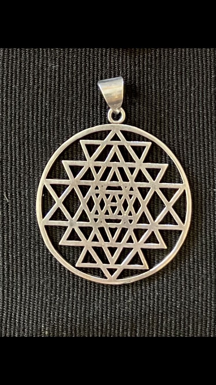 Sacred Geometry Sri Yantra Mandala Pendant Gold (Brass) or Silver