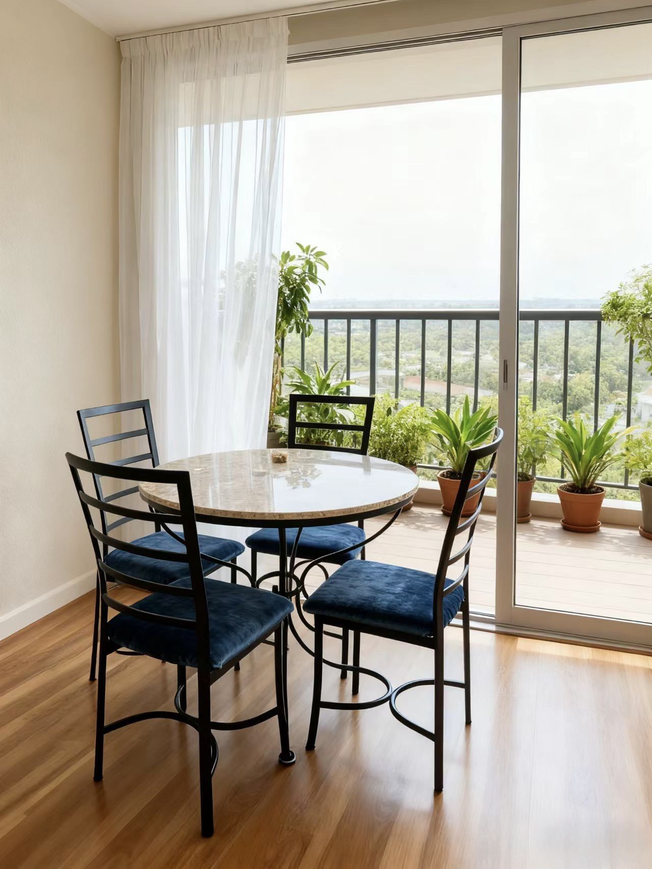 Marble Top Dining Table With 4 Velvet Chairs