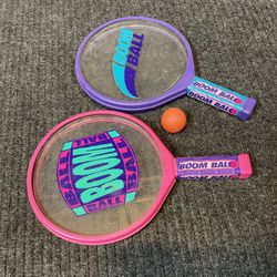Vintage Cadaco Boom Ball Racket And Ball Set 1991 Pool Summer Toys Outdoor Games