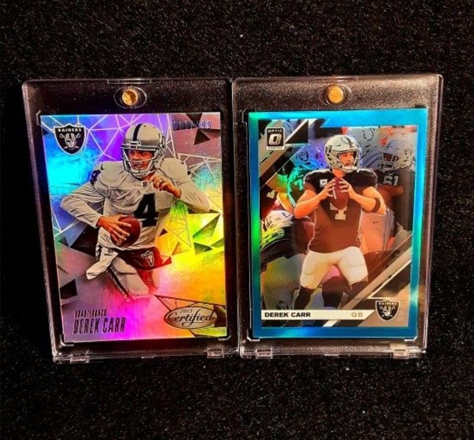 Derek Carr 2 Card Numbered Lot! Sweet!! /299. /499 Raiders/Saints NFL