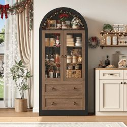 *Brand New* 70" Tall Arched Kitchen Pantry Storage Cabinet with Glass Doors