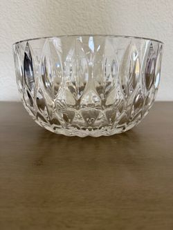 Heavy Cut Crystal Bowl with a distinctive vertical oval and diamond pattern, weighing aprox. 5 pounds