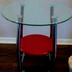 2 Red Glass Coffee Table 