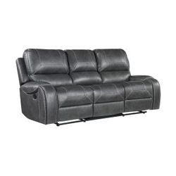 Brand new gray or brown leather manual reclining sofa with Drop Down + USB + 2 Outlets