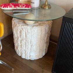 White Tessellated Side Table 