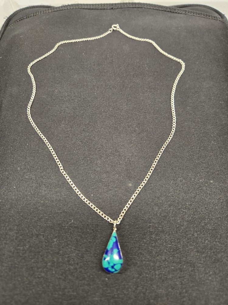 925 Sterling Silver Pendant With Azurmalachite Stone