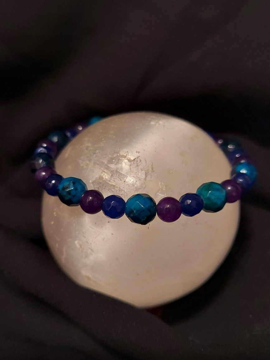 Chrysocolla, Blue Sapphire, Amethyst