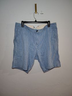 Blue and White Striped Chino Shorts