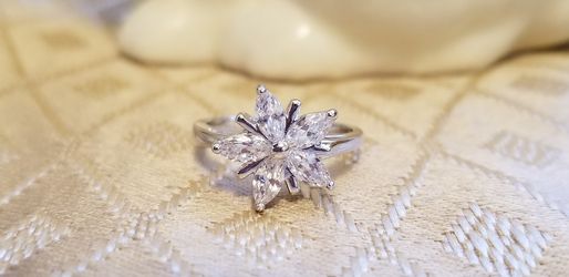 Blooming White Sapphire Size 7 White Gold Filled Ring