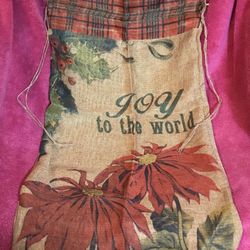 Christmas Vintage Look Joy To The World Fabric 31” x 18” Gift Sack Bag NEW! 