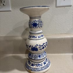 Blue And White Candle Stand 