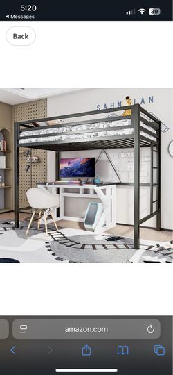 Matte black twin sized loft bed