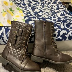 Brown combat boots
