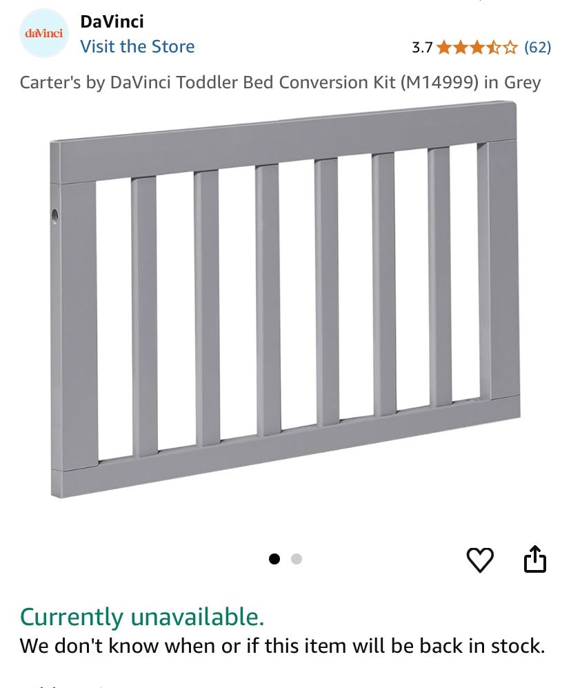 Carter's by DaVinci Toddler Bed Conversion Kit (M14999) WHITE