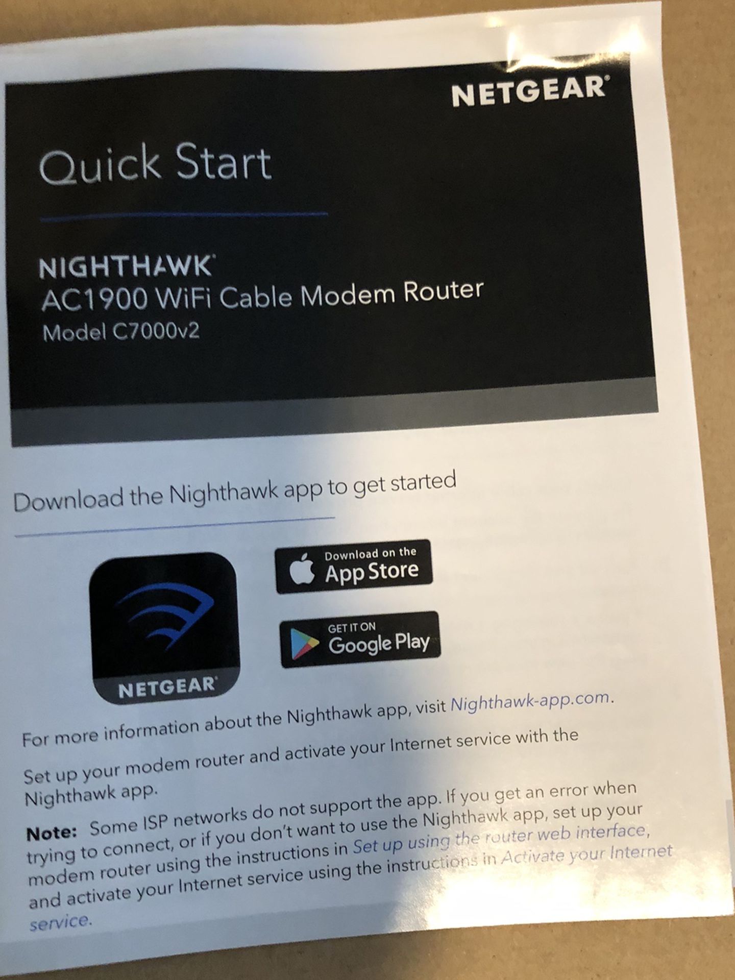 Netgear Nighthawk Wifi Cable Modem Router