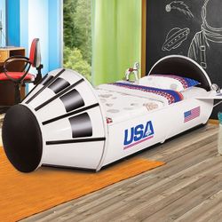 Space Shuttle Kid Bed with Padded Headboard - Twin or Full (NO CREDIT CHECK FINANCING AVAILABLE)