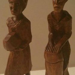 EXOTIC  AFRICAN  WOOD HANDCARVED  STATUES- reduced price today