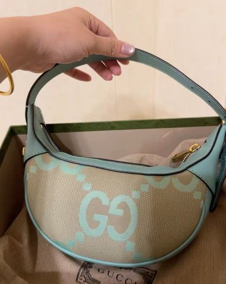 Gucci double G canvas and leather shoulder bag