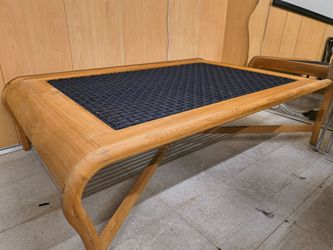 Wood and rope lattice coffee table