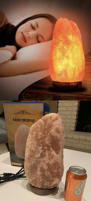 Photo New in box Large 12 inch Himalayan dimmable rock salt table mineral crystal lamp promotes sleep and healing dimmable light
